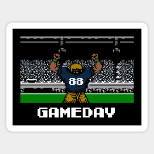 Blue and Gold Football Gameday Retro 8 Bit Linebacker Magnet